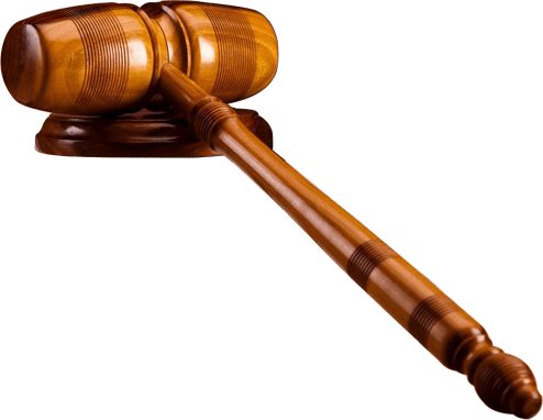 A wooden gavel is shown on top of the floor.